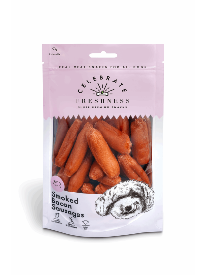 CELEBRATE GRAIN FREE SMOKED BACON SAUSAGES 100gr